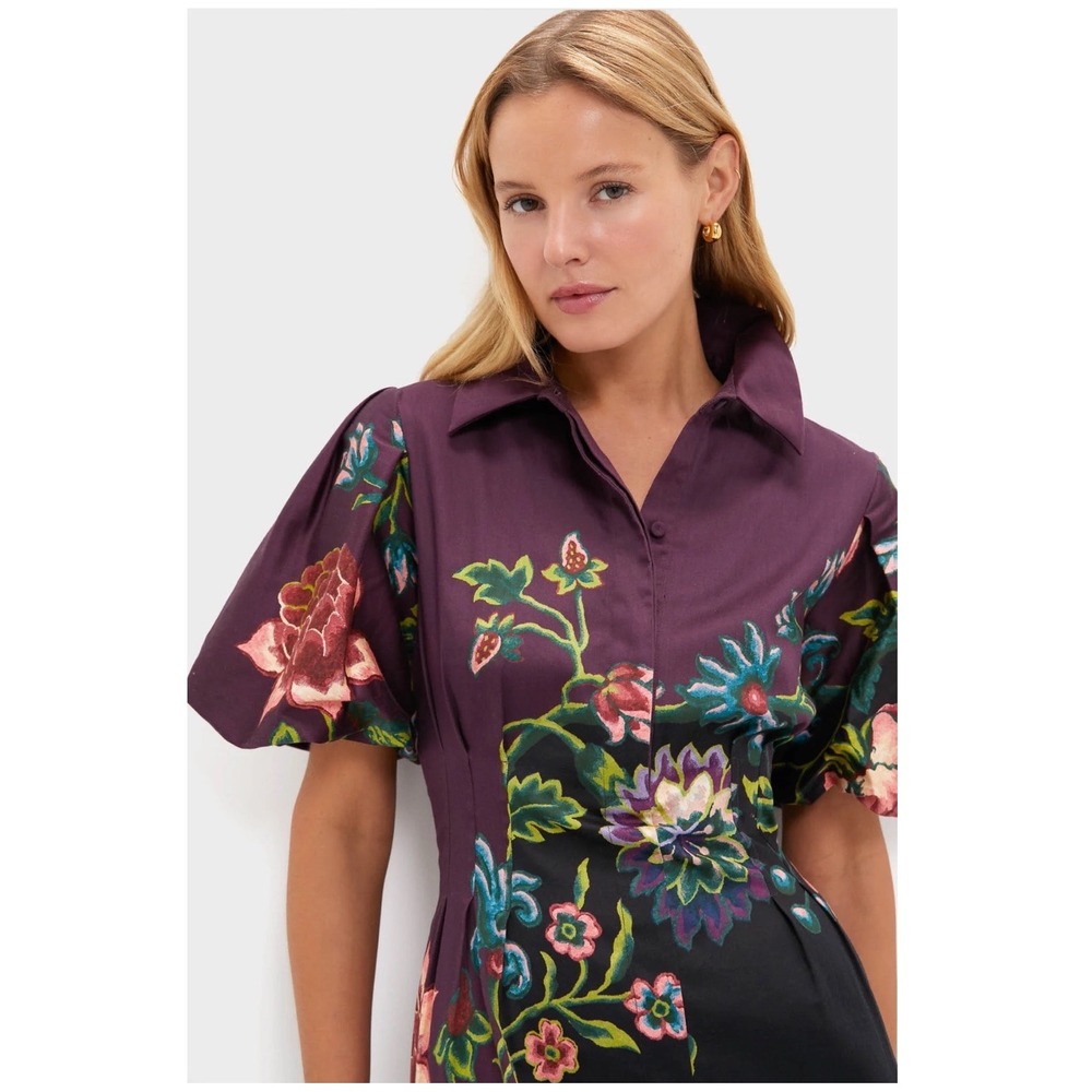 Tuckernuck Midnight Moonflower Delaney Dress Purple Floral Midi Size S - Picture 3 of 6